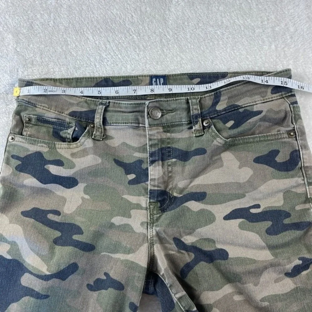 Gap Camo Jeggings Womens Size 29 Green Low Rise Stretch Skimmer Pocket Denim Y2K